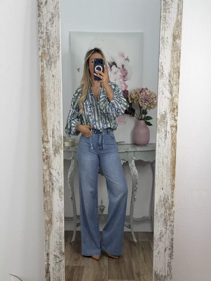 Camisa Godó gris y verde