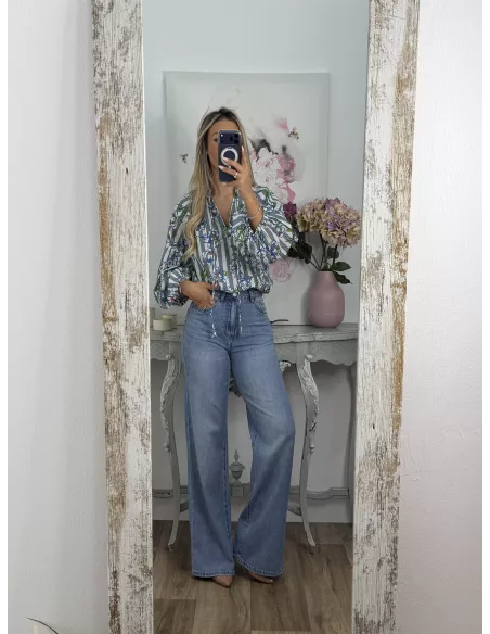 Camisa Godó gris y verde