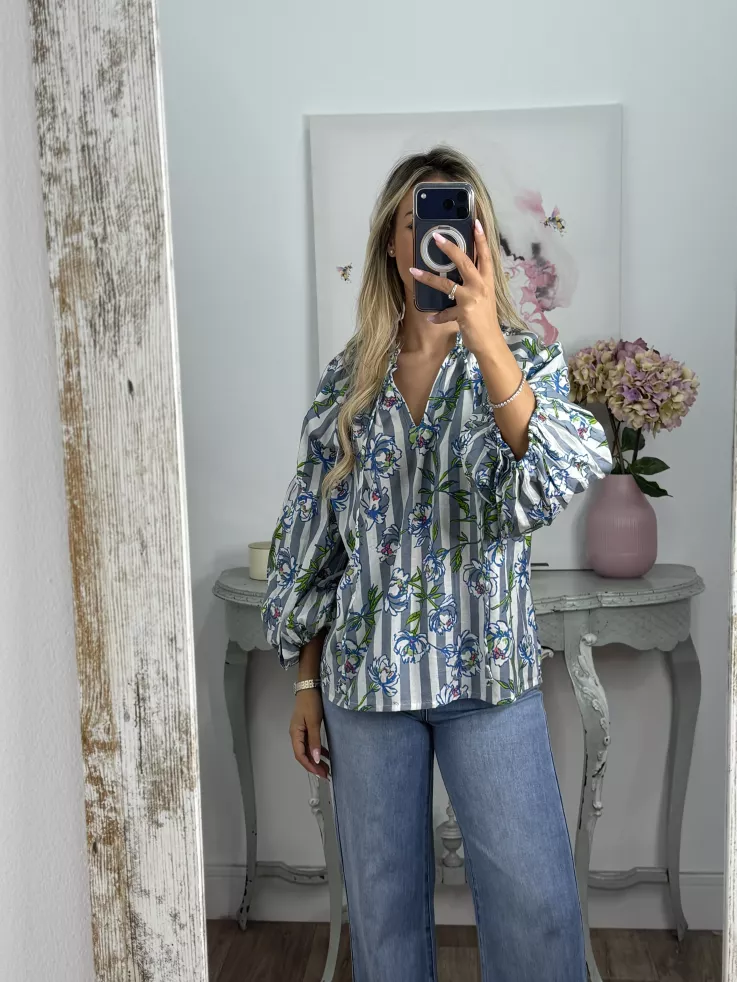 Camisa Godó gris y verde