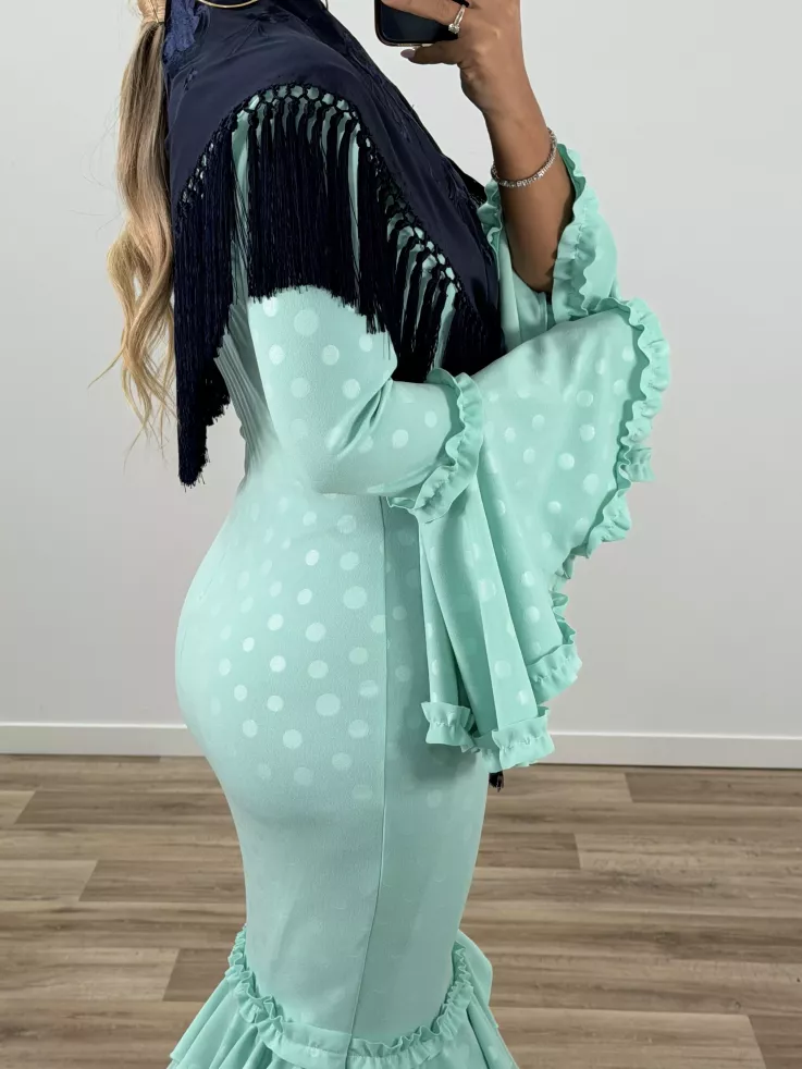 Mantón bordado unicolor azul marino oscuro