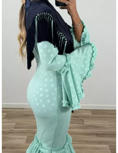 Mantón bordado unicolor azul marino oscuro