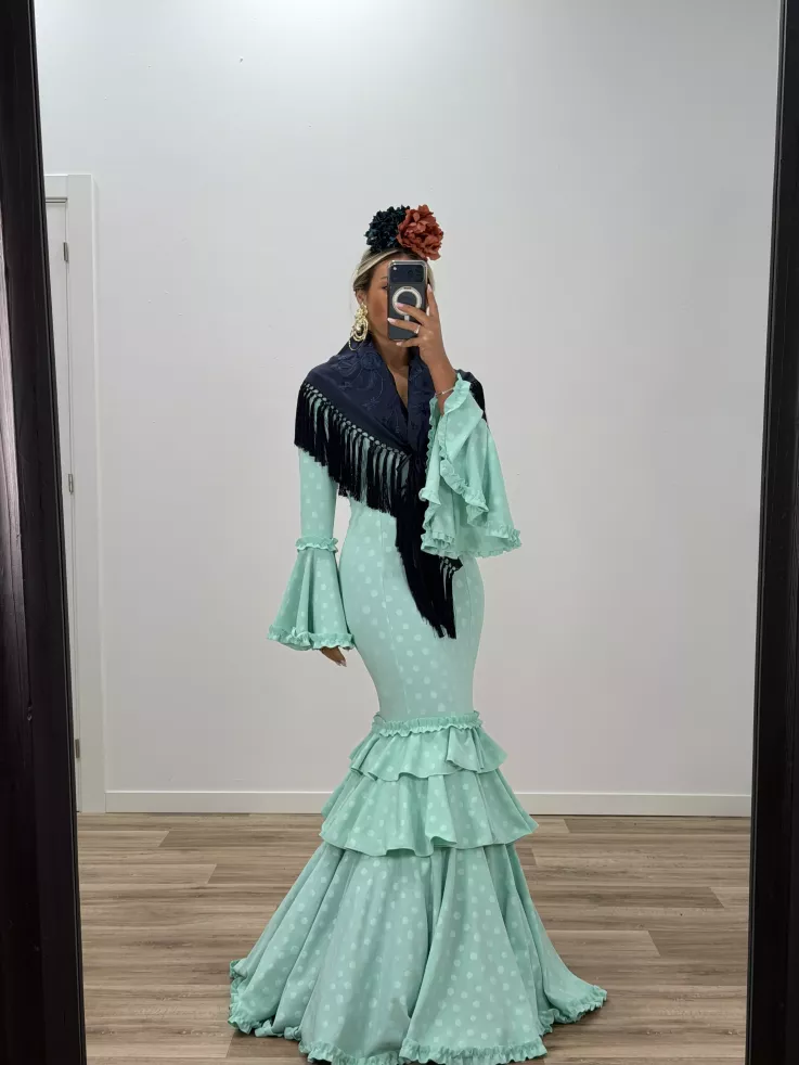 Mantón bordado unicolor azul marino oscuro