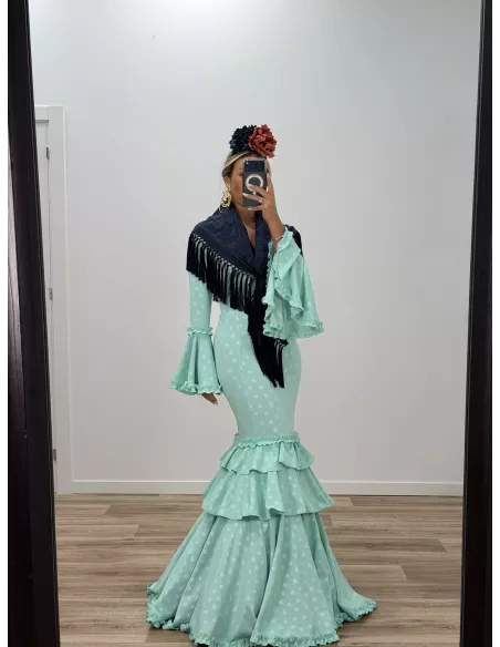 Mantón bordado unicolor azul marino oscuro