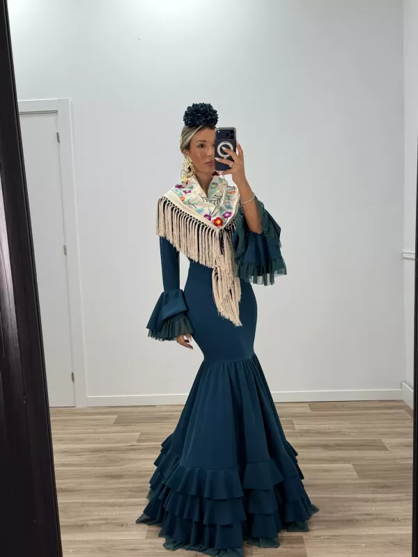 Vestido Belmonte azul petróleo