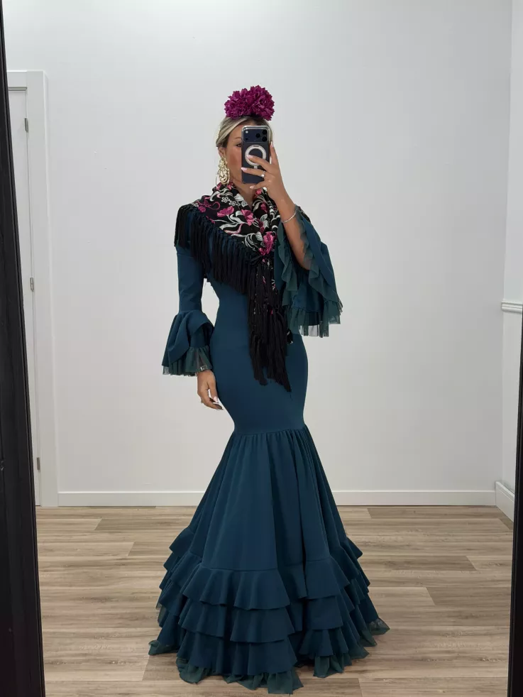 Vestido Belmonte azul petróleo