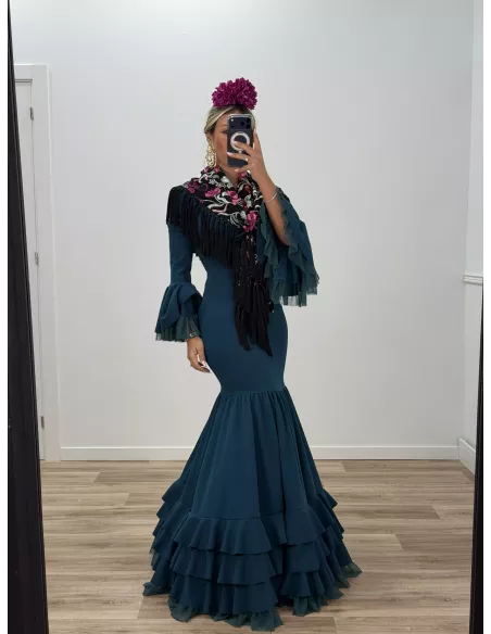 Vestido Belmonte azul petróleo