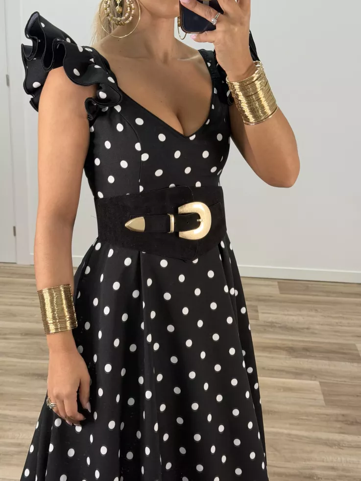 Bata de lunares negro y blanco