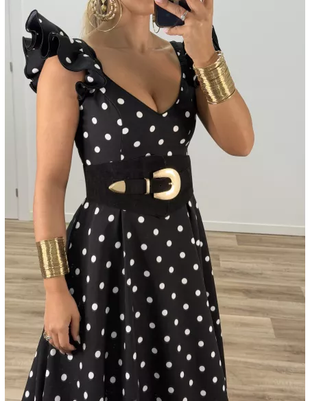 Bata de lunares negro y blanco