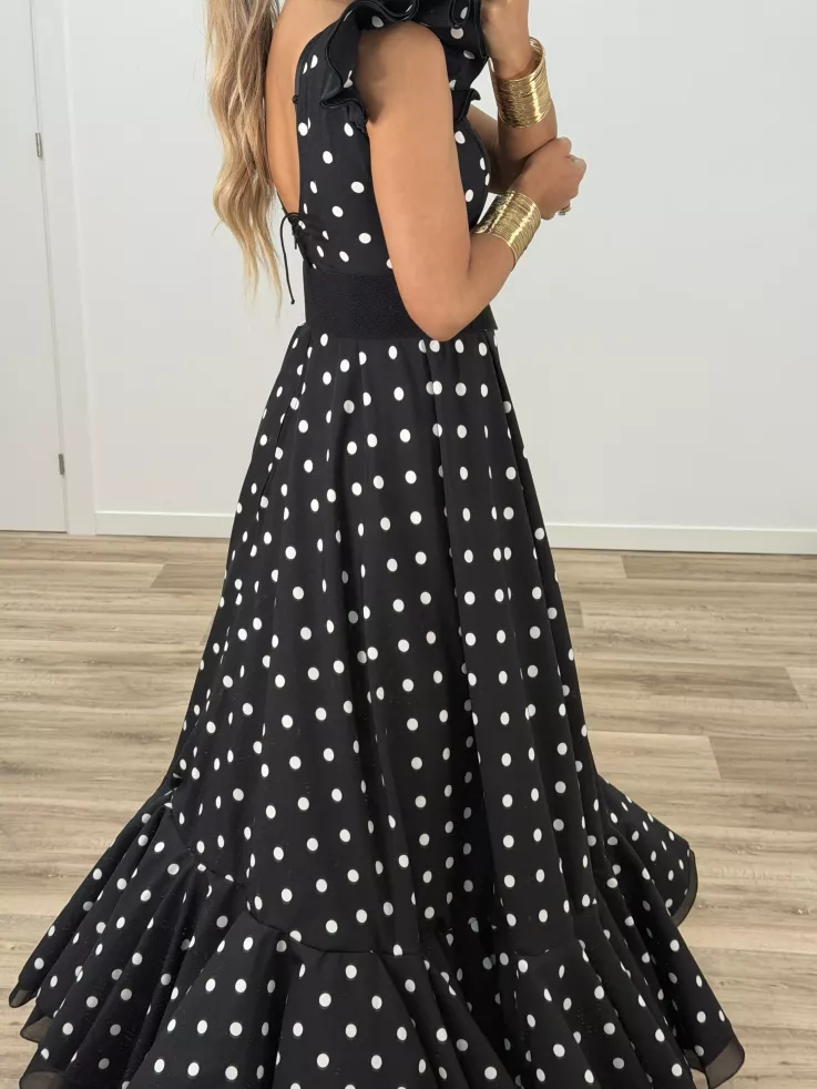 Bata de lunares negro y blanco