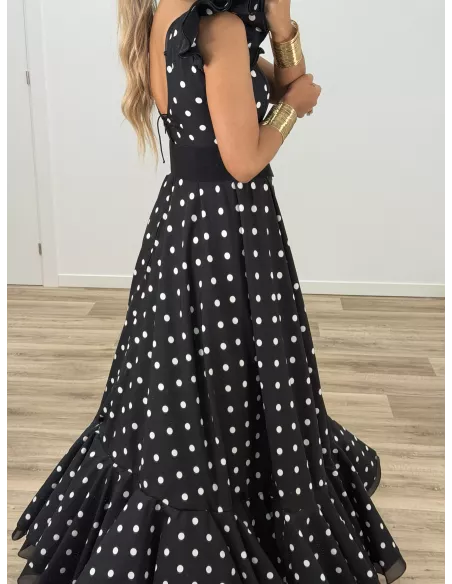 Bata de lunares negro y blanco