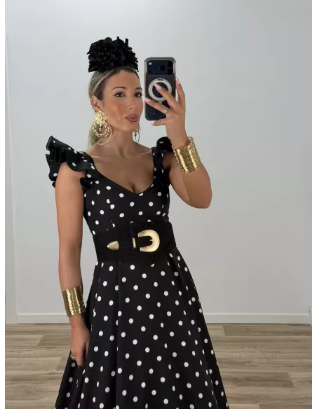 Bata de lunares negro y blanco