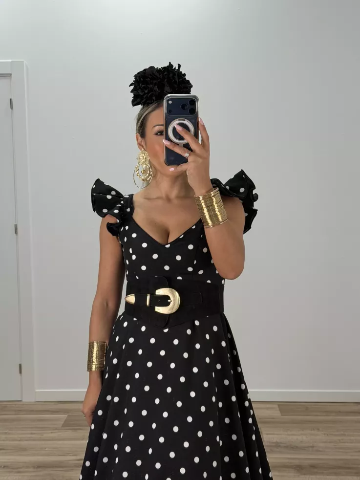 Bata de lunares negro y blanco