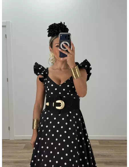 Bata de lunares negro y blanco