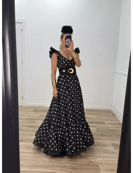 Bata de lunares negro y blanco