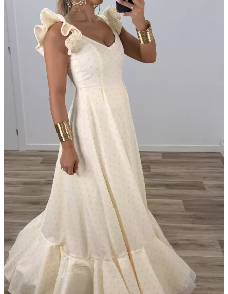 Bata de lunares vainilla