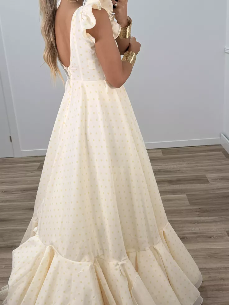 Bata de lunares vainilla