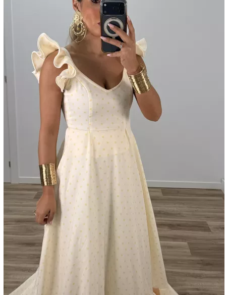 Bata de lunares vainilla