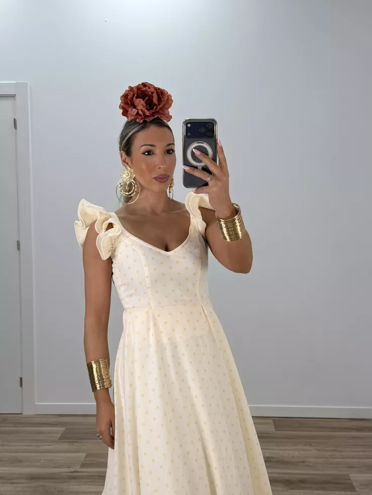 Bata de lunares vainilla