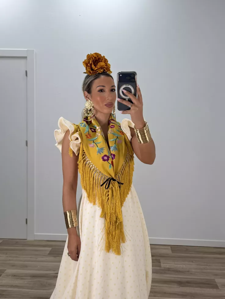 Bata de lunares vainilla