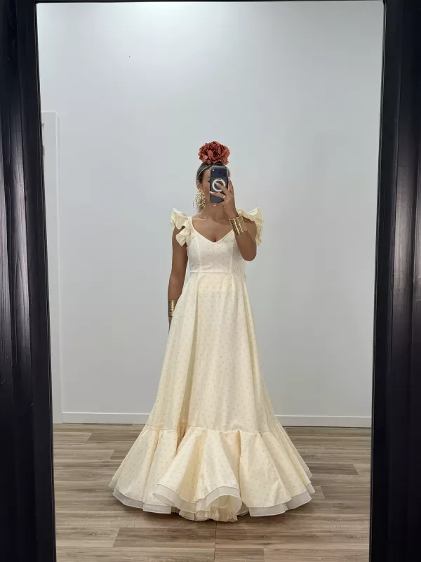 Bata de lunares vainilla