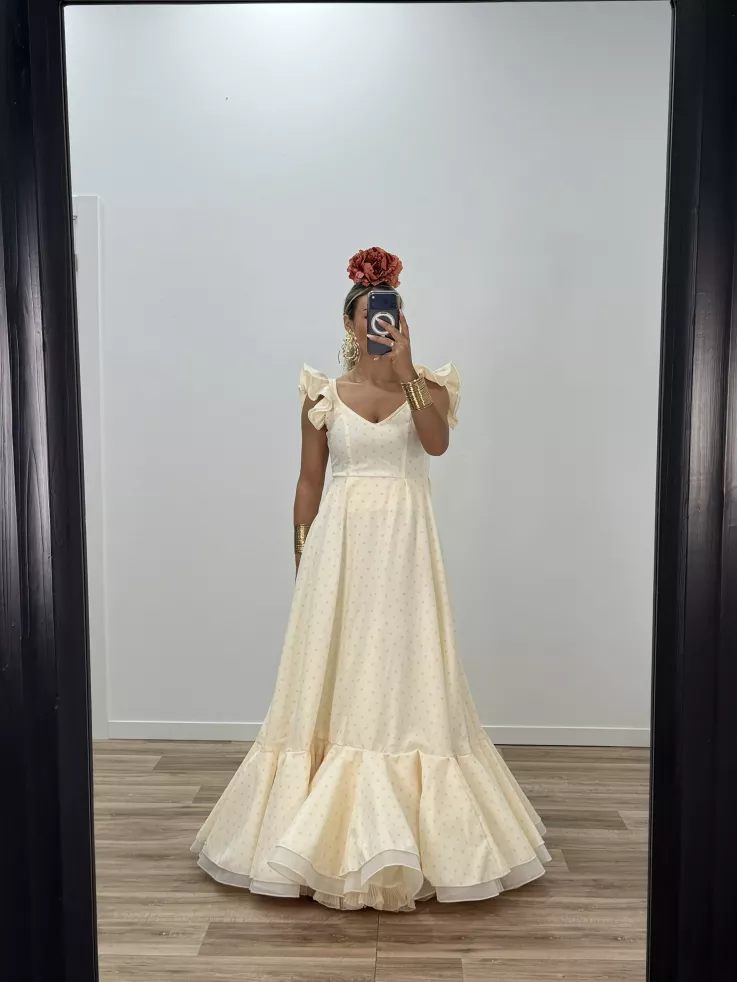 Bata de lunares vainilla