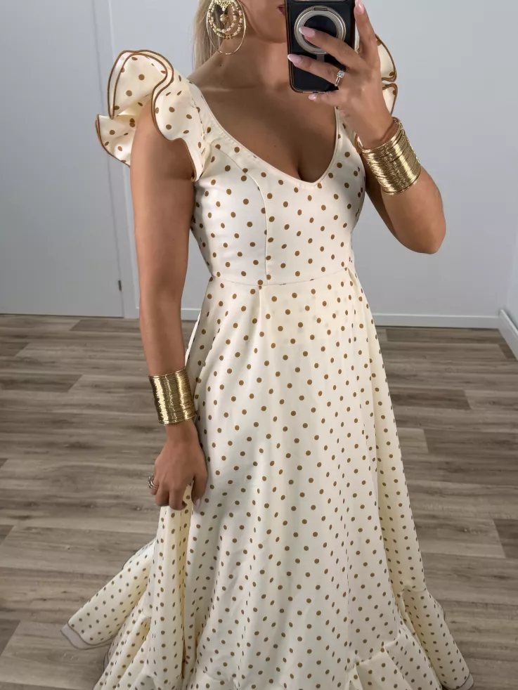 Bata de lunares beige lunares camel