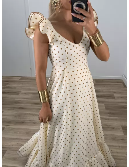 Bata de lunares beige lunares camel