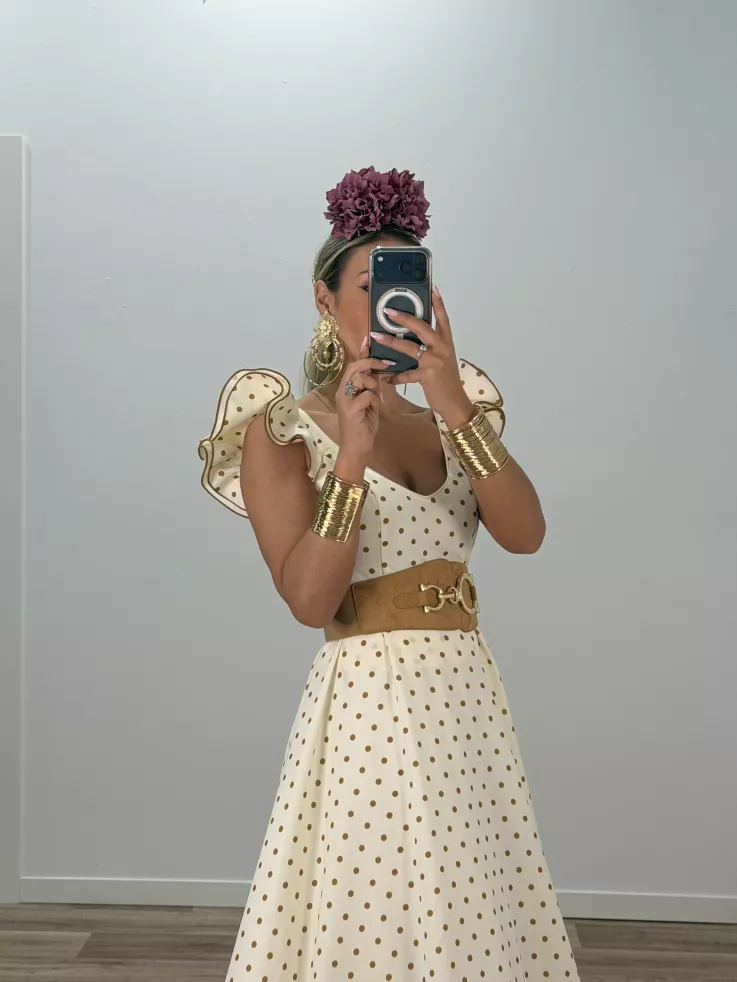 Bata de lunares beige lunares camel