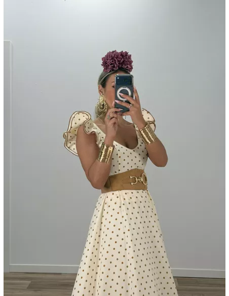 Bata de lunares beige lunares camel