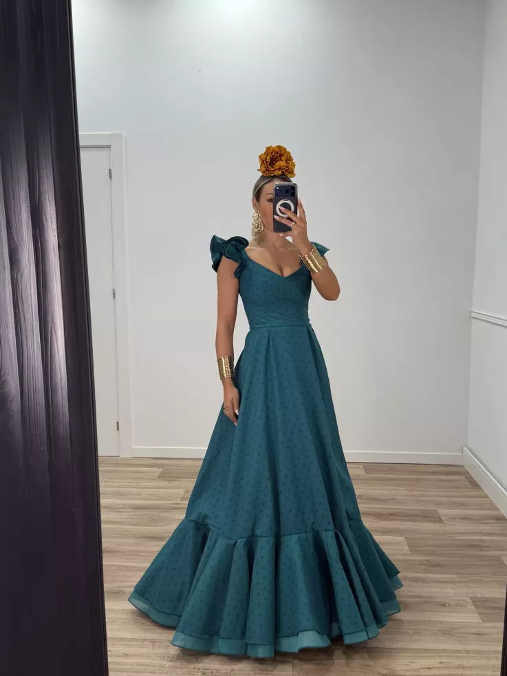 Bata de lunares verde