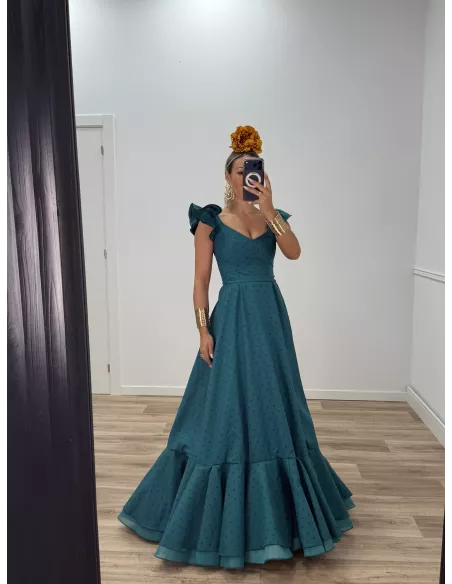 Bata de lunares verde