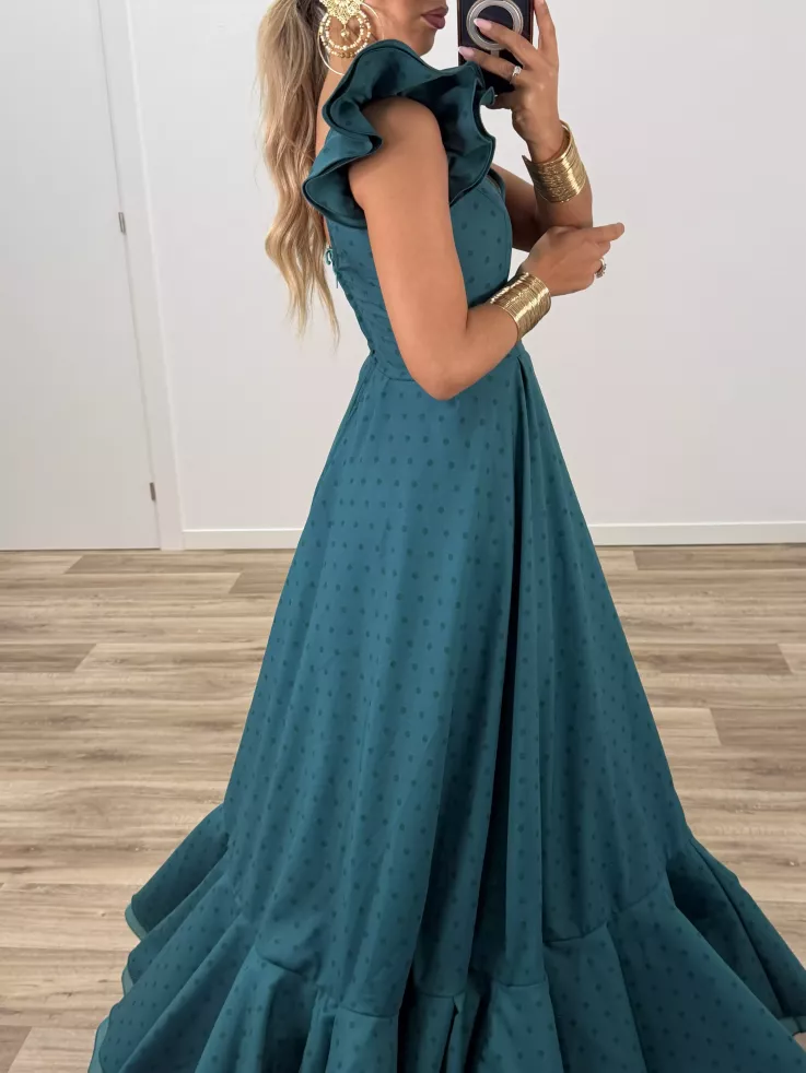 Bata de lunares verde