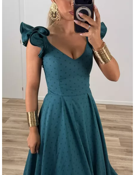 Bata de lunares verde