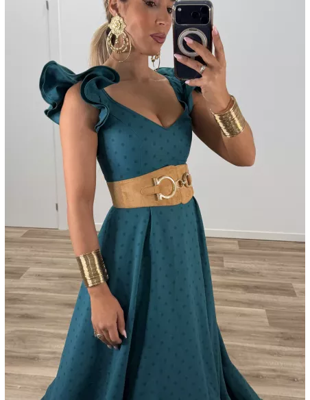 Bata de lunares verde