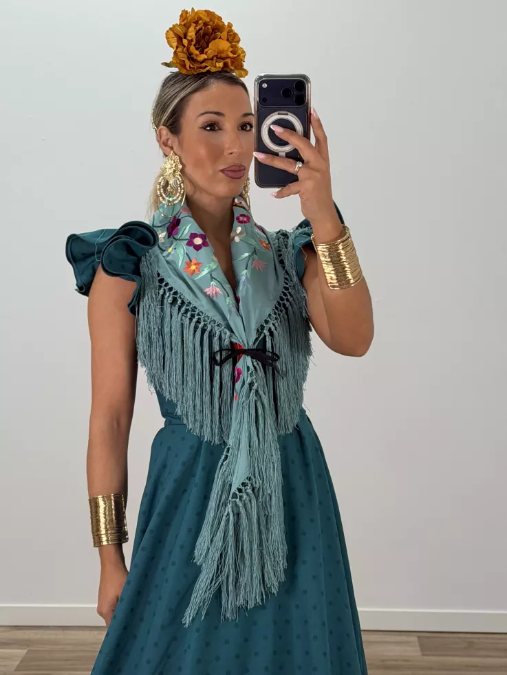 Bata de lunares verde