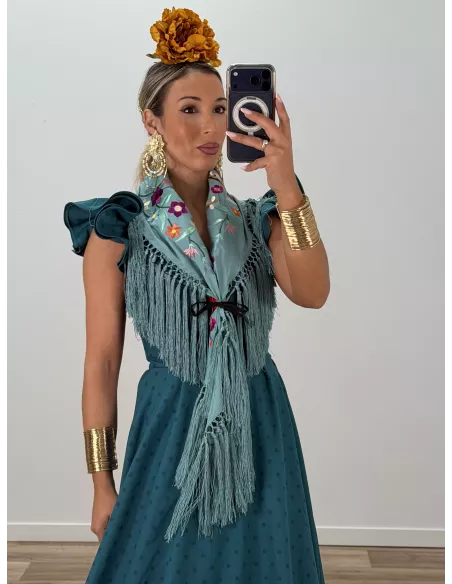 Bata de lunares verde