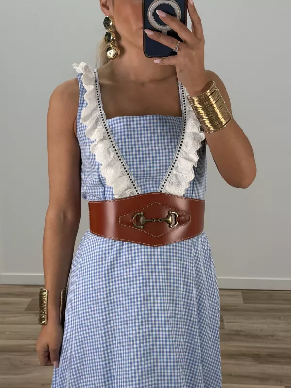 Cinturón piel ancho caramelo