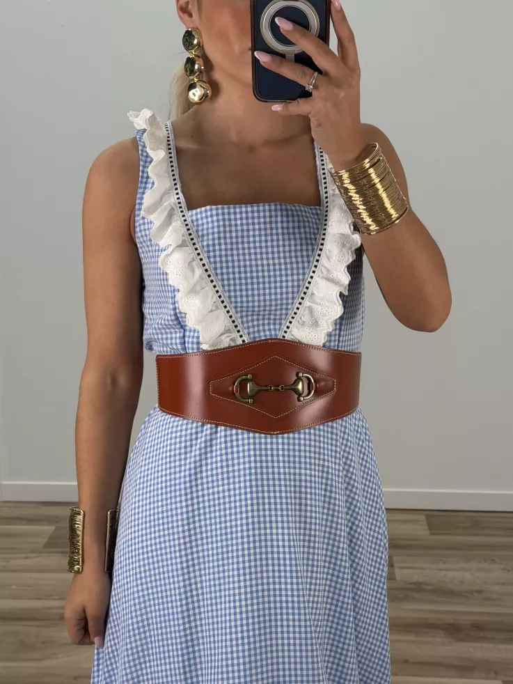 Cinturón piel ancho caramelo