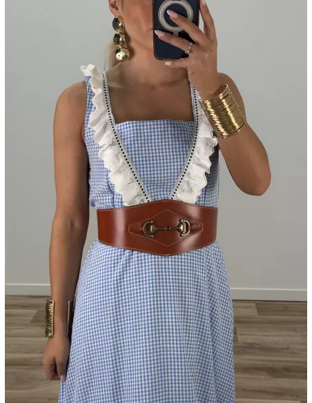 Cinturón piel ancho caramelo