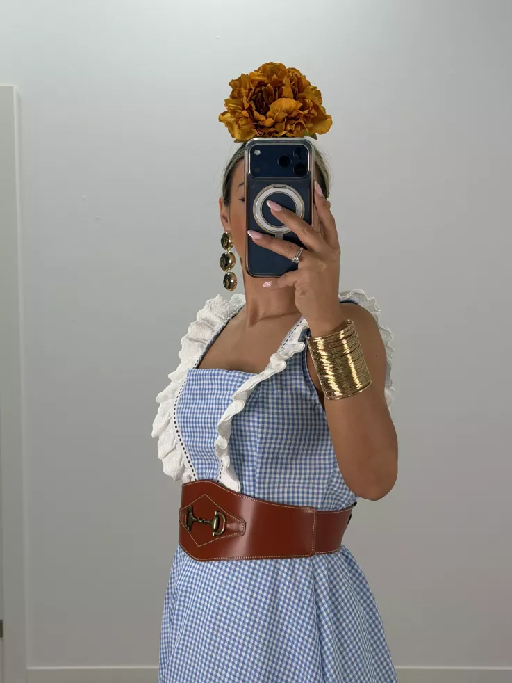 Cinturón piel ancho caramelo