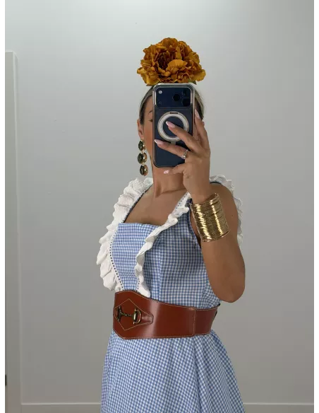 Cinturón piel ancho caramelo