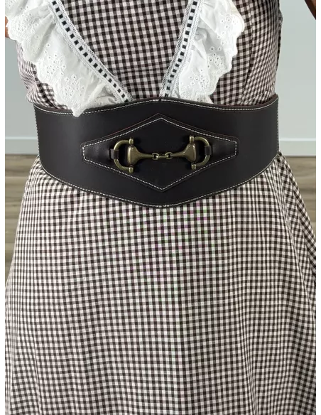 Cinturón piel ancho chocolate