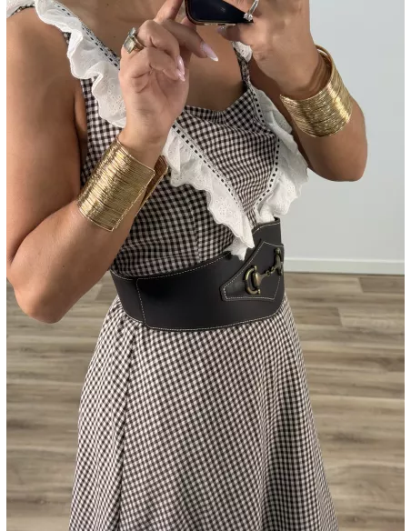 Cinturón piel ancho chocolate