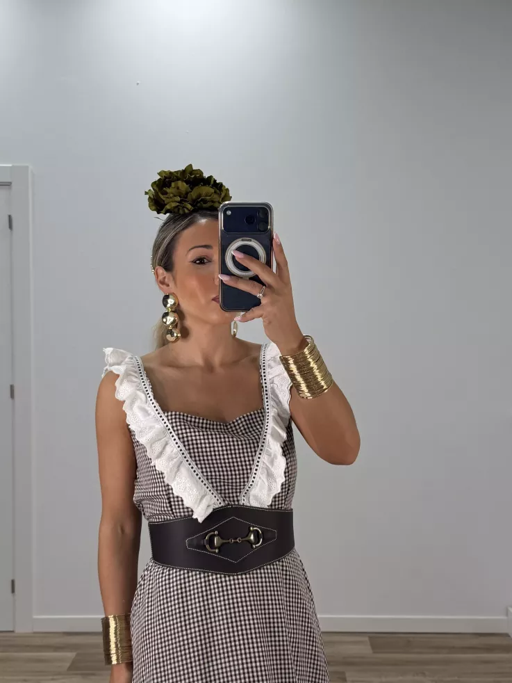 Cinturón piel ancho chocolate