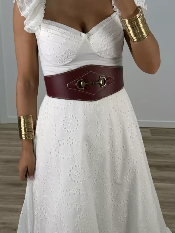 Cinturón piel ancho vino