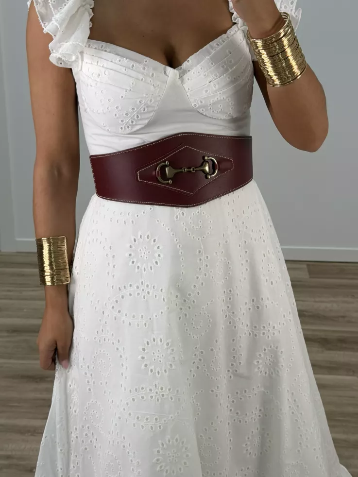 Cinturón piel ancho vino