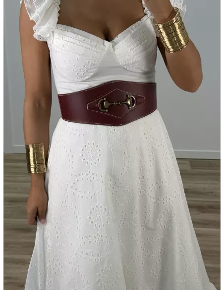 Cinturón piel ancho vino