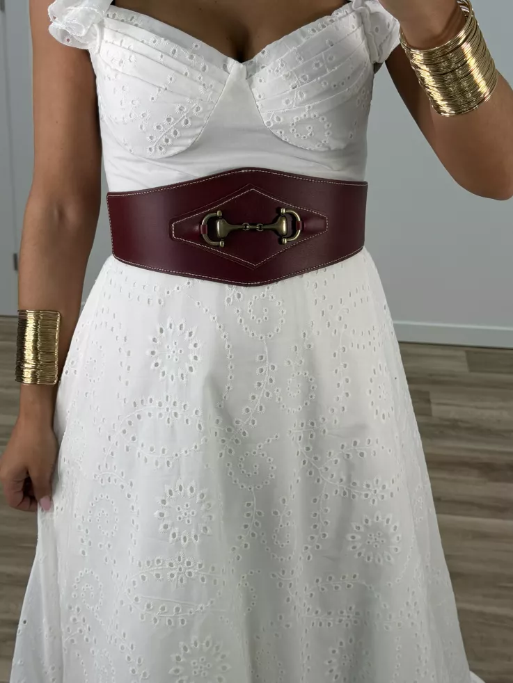 Cinturón piel ancho vino