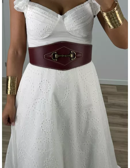 Cinturón piel ancho vino