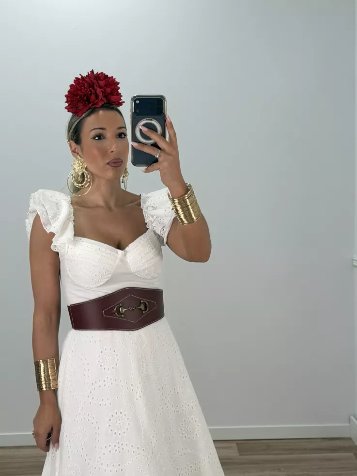 Cinturón piel ancho vino